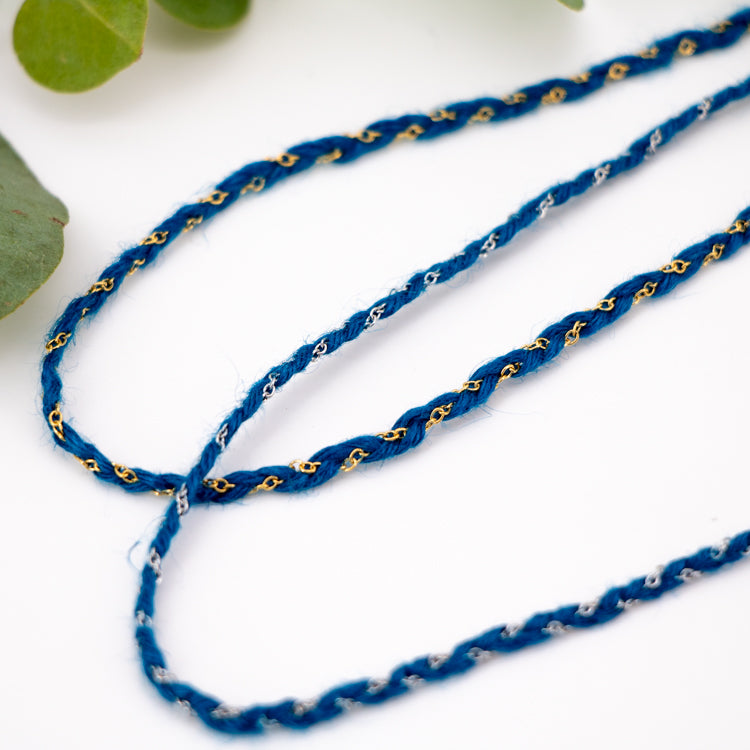 Collier tressé : Nuage (bleu)