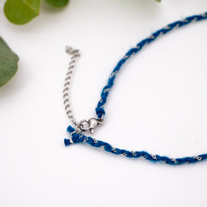 Collier tressé : Nuage (bleu)