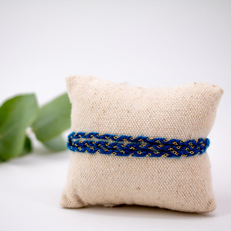 Bracelet tressé : Nuage (bleu)