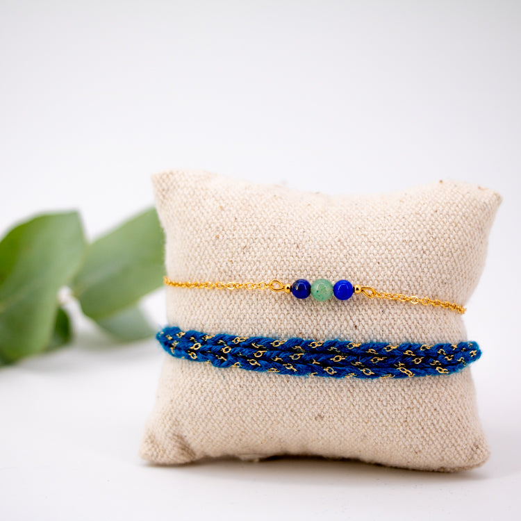 Bracelet tressé : Nuage (bleu)